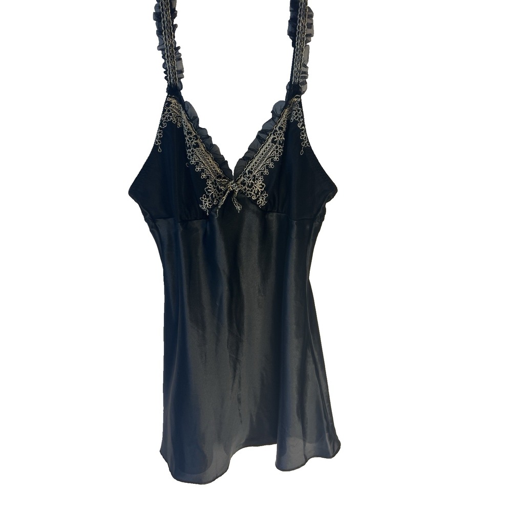 Seductive Babydoll‎ Cinema Etoile Night Gown M Women Black Embroidered Classic